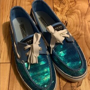 Sperry Blue Sequin Boat Shoes